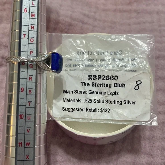 Bomb Party Sterling Silver Ring, Genuine Lapis, Size 8 - Picture 5 of 6